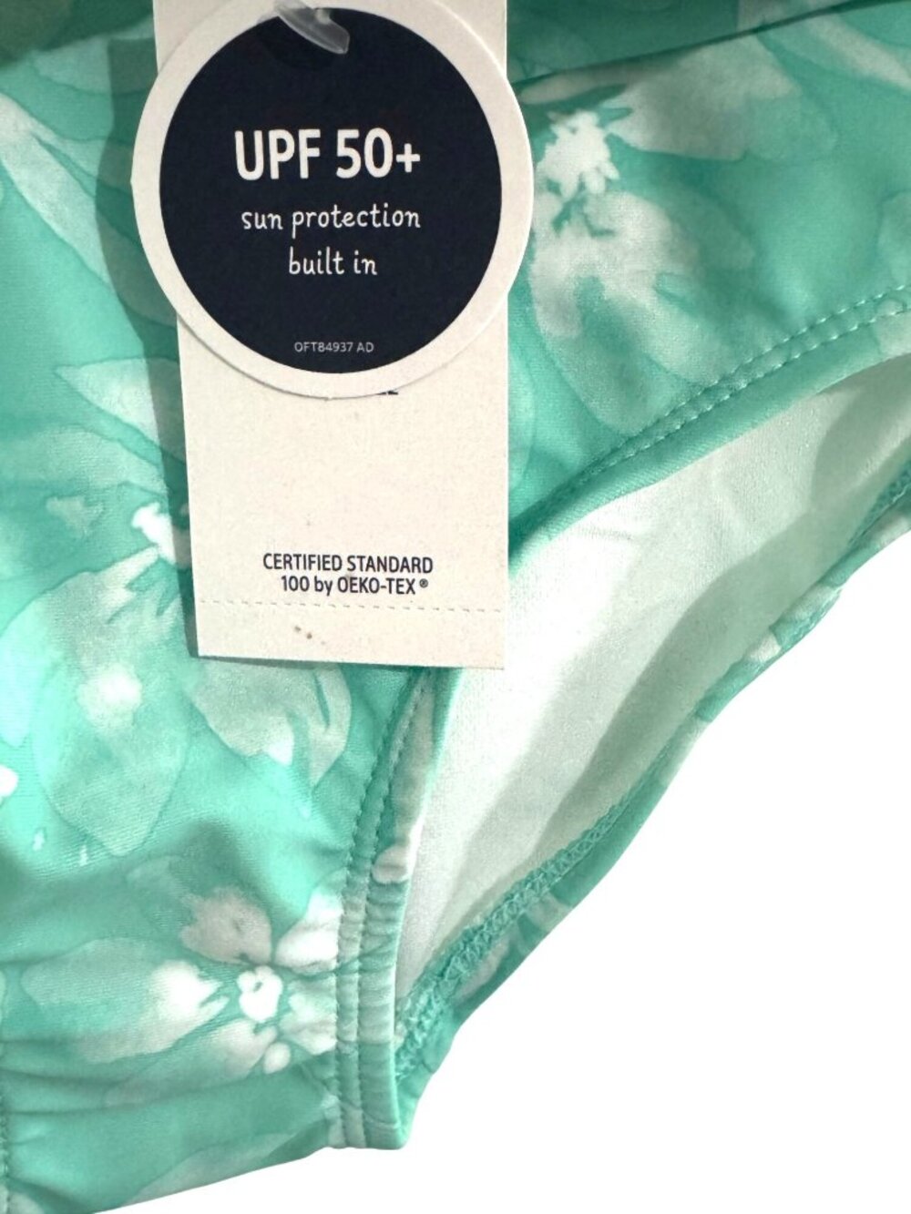 OshKosh Bgosh Girls Floral Long Sleeve One-Piece Swimsuit UPF 50+ Green Size 6/6 - Picture 6 of 7